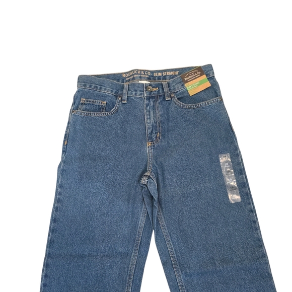 Roebuck & Co Slim Straight Leg Blue Denim Jean Adjustable Waist  Boy Sz 12 Husky - Picture 2 of 9